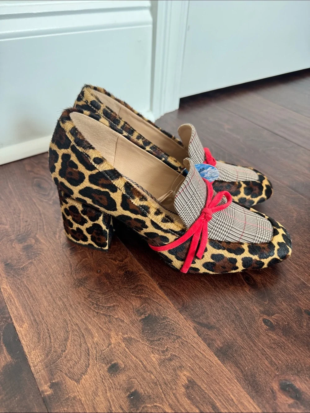 NEW Antonio Melani Real Calf Hair & Leather Loafer Heels Shoes Funky Chic Style - Picture 6 of 10